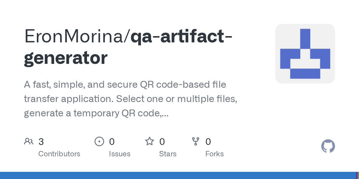 GitHub repository card for qa-artifact-generator